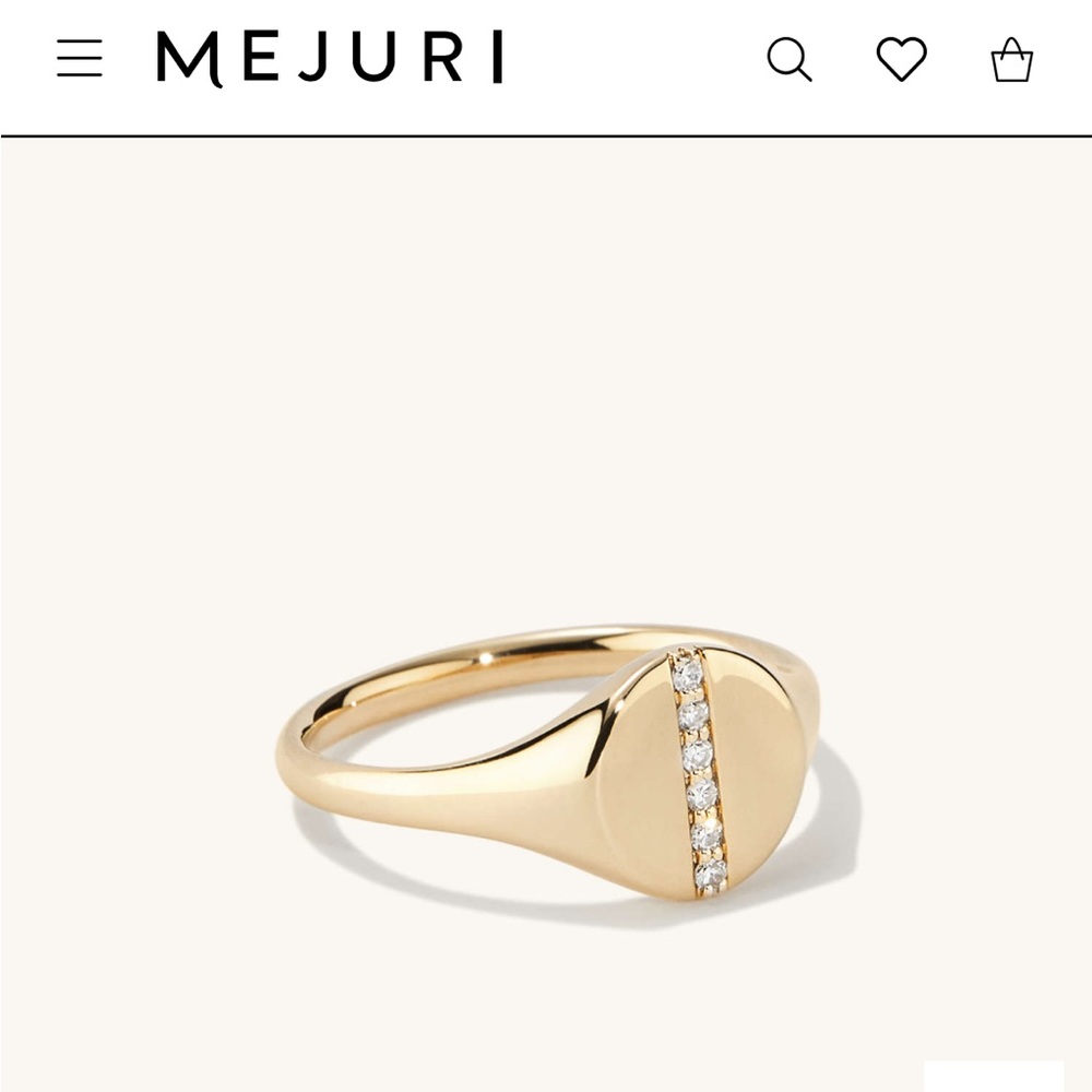 Mejuri - 14k solid gold and pave diamond pinky ring orig. $350